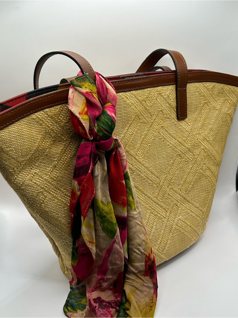 Patricia Nash Marconia Woven Tote with Floral Scarf
